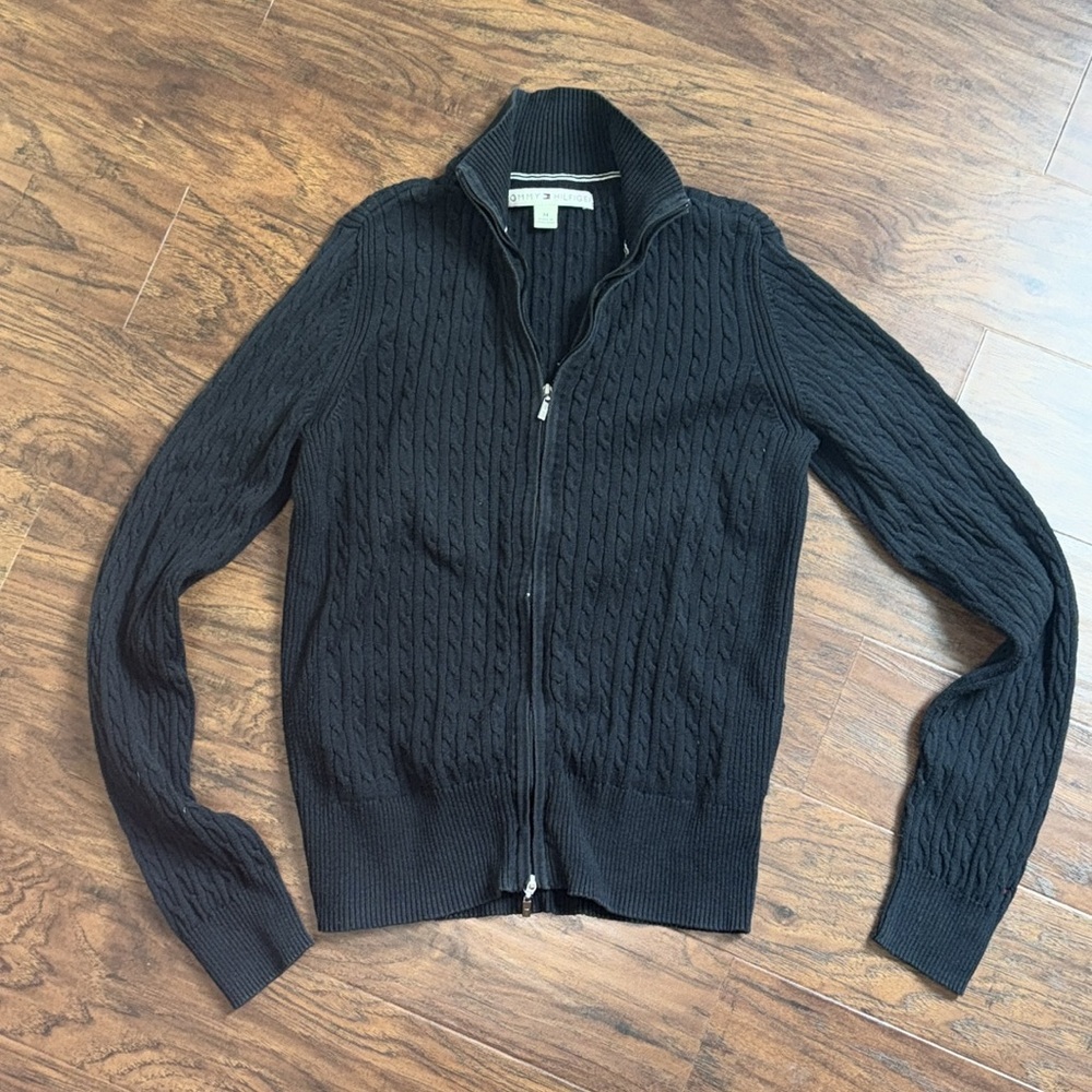 Tommy Hilfiger navy blue full zip front sweater size medium